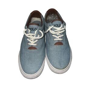 Polo Ralph Lauren Vaughn-Ne Sneaker Sz 7 Low Top Canvas Lt Blue Canvas Preppy